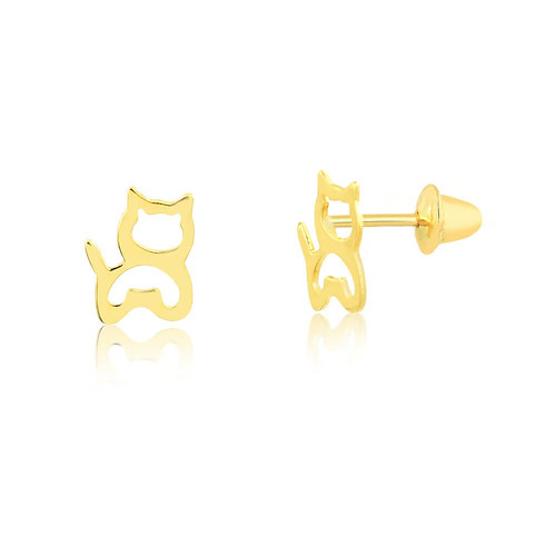 Orecchini perno gatto oro - a,